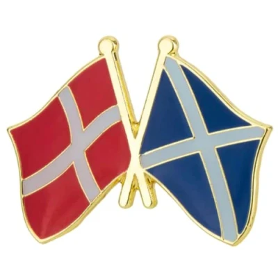 Image of Denmark Danish &amp; Scotland Scottish National Friendship Flag Metal Enamel Pin Badge