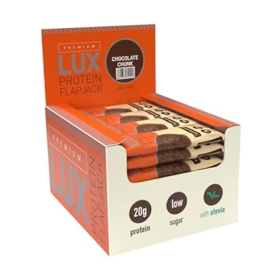 Image of Premium LUX Protein Flapjack Bars High Protein, Low Sugar Snack Bodybuilding Warehouse Chocolate Chunk (24 x 75g)
