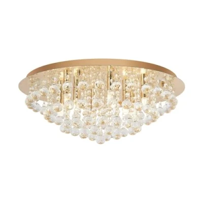 Image of Lindby ceiling light Gillion, 8 bulb, gold, crystal, Ø 55cm