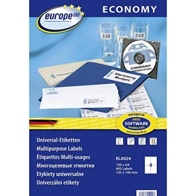 Image of Avery Zweckform e100 ELA024 Labels 148.5x105 mm 100 Sheets Laser Copy Inkjet
