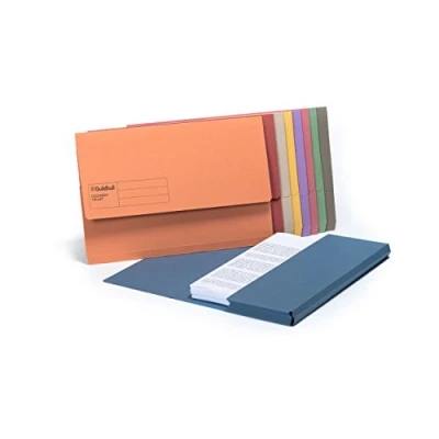 Image of Exacompta Guildhall Document Wallets, 285gsm, Foolscap Assorted Colours, Pack of 50