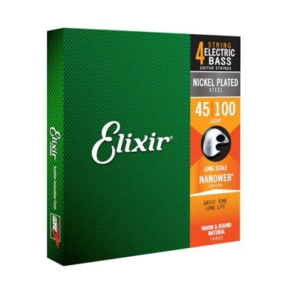 Image of Elixir 14052 Strings Nickel Plated Steel 4 String Bass w NANOWEB Coating, Long Scale, Light (.045 .100)