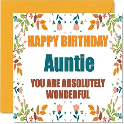 Image of Fun Birthday Cards for Auntie Absolutely Wonderful Joke Happy Card Aunt from Nephew Niece, Aunty Gifts, 145mm x Greeting Gift