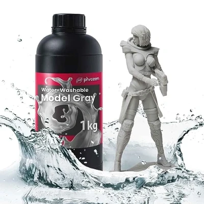 Image of phrozen 3D Printer Water Washable Rapid Resin, Model Gray 405nm LCD UV Curing Photopolymer Resin for High Precision Printing, Low Odor, Non Brittle, Easy to Print, Clean and Cure (1KG)