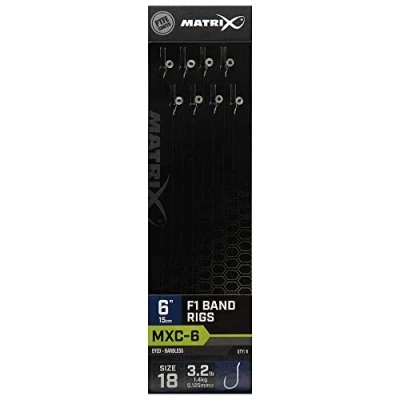 Image of Matrix MXC 6 6&quot; F1 Band Rigs Barbless 8pcs Fishing Terminal Tackle (Sz18 0.125mm)
