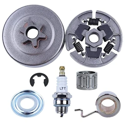 Image of 3/8&quot; Sprocket Clutch Drum Kit for Stihl 017 018 MS170 MS180 021 023 025 MS210 MS230 MS250, ADEFOL + Bearing Worm Gear Washer E Clip Spark Plug