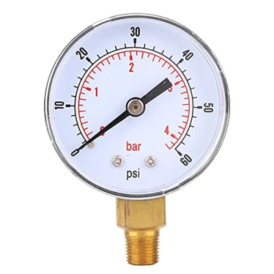 Image of 1/8 BSPT Bottom Connection Vacuum Pressure Gauge Dual Scale 50mm Dial Display Air Water Oil Gas Meter(0 60psi 0 4bar)