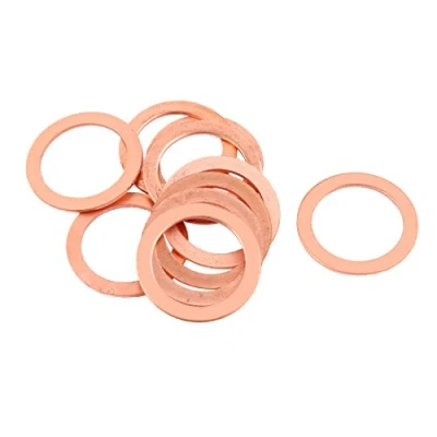 Image of sourcingmap 10pcs 22mm x 16mm 1mm Flat Ring Copper Crush Washer Sealing Gasket Fastener