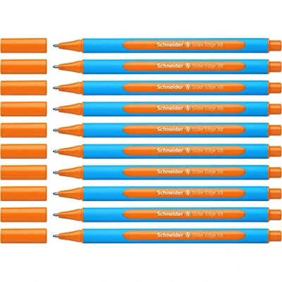 Image of Schneider Pen Slider Edge Orange Extra Large Ballpoint Pens (Orange, Blue, Orange, Pen, Large, Stainless Steel, 1.4mm)