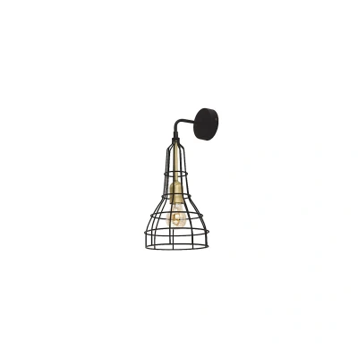 Image of Long Wire Frame Wall Lamp Black 1xE27