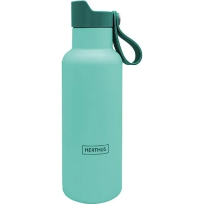 Image of NERTHUS FIH 1332 500ml Double Walled Click &amp; Drink! Sports Bottle with Snap Cap, Hydration and Style in a Premium Turquoise Design