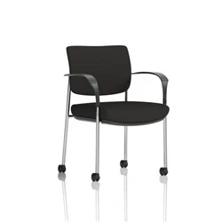 Image of Brunswick Deluxe Black Fabric Back Chrome Frame With Arms Castors