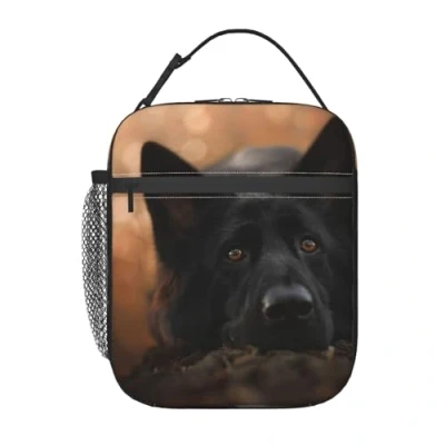 Image of VhoMes Black German Shepherd Bokeh Autumn German,Lunch Bag,Insulated Lunch Box Tote Bag Picnic for Work School