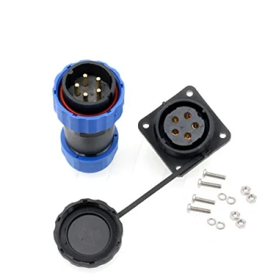 Image of HangTon HE29 5 pin Power Plastic Connector Outdoor Waterproof IP68 Circular Male Female Plug Panel Socket 4 Screw (5 25A 380V)