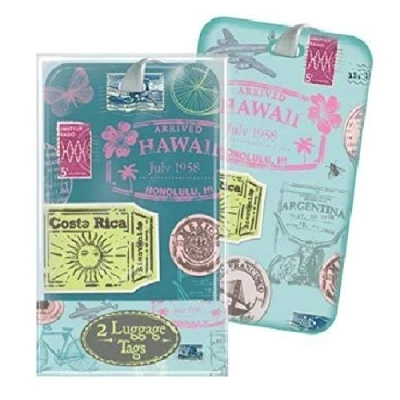 Image of Vintage Travel Retro Stamp Design Holiday Luggage Tags x 2