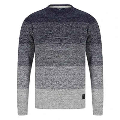 Image of Tokyo Laundry Men&#039;s Dusen Graduated Colour Block Cotton Rich Knitted Jumper Navy