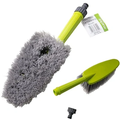 Image of Car Wash Water Fed Flow Thru Brush Soft Bristle Detailing Wheel Cleaner with Hose Attachment