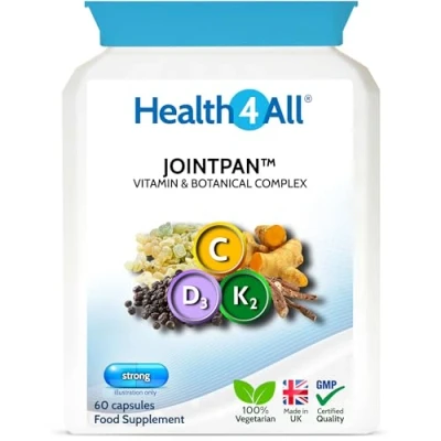 Image of Health4All Jointpan Joint Support 60 Capsules (not Tablets) with Boswellia Serrata, Turmeric, Ashwagandha, Vitamins D3 and K2 MK 7. Strong Pain, stiffnes OA Supplement
