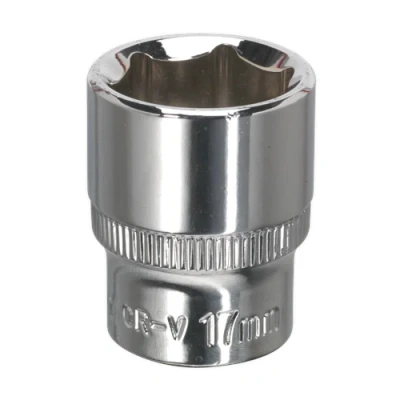 Image of Sealey Premier WallDrive® Socket 17mm 3/8&quot;Sq Drive Fully Polished
