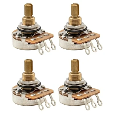 Image of Musiclily Pro HD B25K Pots Brass Standard Split Shaft 3/8 Inch Linear Taper Potentiometers for Active Pickups Electric Guitar Bass (Set of 4)