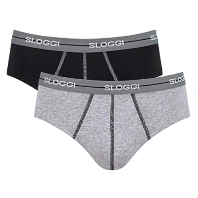 Image of Sloggi 2ER PACK Start BOX Briefs, Men&#039;s, Size: Large, Grey combination