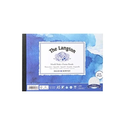 Image of Daler Rowney The Langton Rough 300gsm A5 Watercolour Paper Pad, Glued 1 Side, Acid free, 12 Natural White Sheets, Ideal for Professional Artists