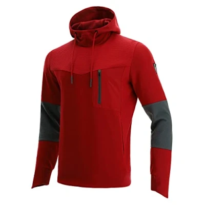 Image of Macron Athleisure Scc Luzon Light Stretch Hoody DP Red/Mgry Man Men&#039;s Sweatshirt