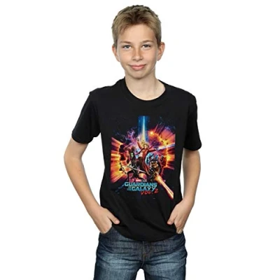 Image of Marvel Studios Boys Guardians of The Galaxy Vol. 2 Poster T Shirt Black 12 13 Years