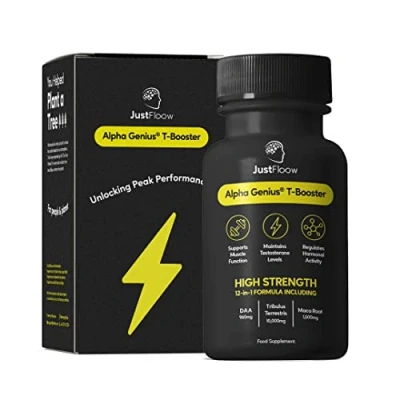 Image of JustFloow Alpha Genius® Testosterone Supplements for Men Improve Recovery, Energy Levels &amp; Muscle Function Booster Formulated with Tribulus Terrestris, D Aspartic Acid Maca Roots