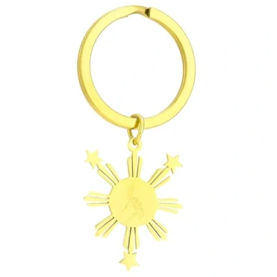 Image of NOLKASIA Versatile Philippines Map Keychain Culture Keyrings Key Holder for Travelers Collectors, Gold, 3*2.5cm