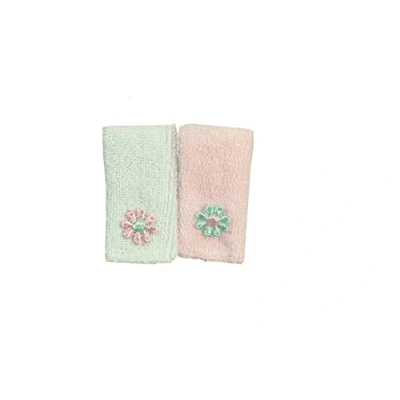 Image of Melody Jane Dolls House Pair of Blue &amp; Pink Hand Towels Miniature Bathroom Accessory 1:12