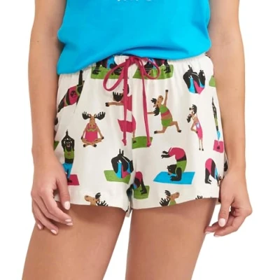 Image of Hatley Women&#039;s Land Animals Boxer Shorts Pajama Bottom, Yoga Bear, S UK