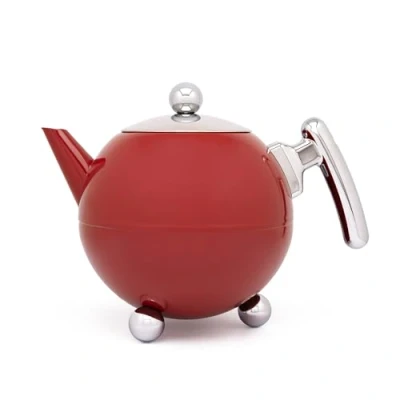 Image of Bredemeijer Teapot Duet Bella Ronde 1.2L, Red Chrome, Chromium Fittings