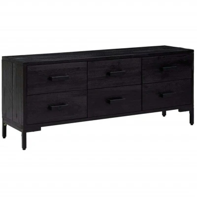 Image of vidaXL Storage Cabinet Black 110x30x45 cm Solid Pinewood