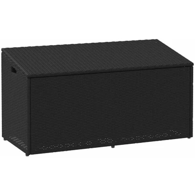 Image of vidaXL Garden Storage Box Black 110x50x58 cm Poly Rattan