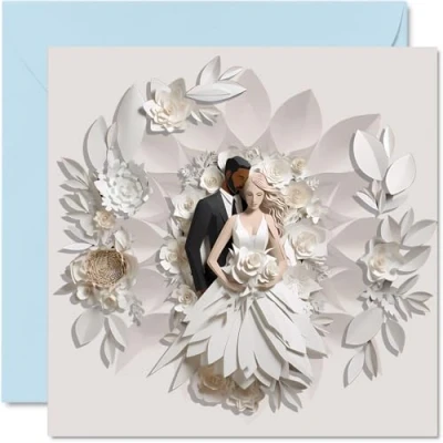 Image of Wedding Cards for Couples Best Day Congratulations Happy Engagement Gifts, Congrats Well Done Card, 145mm Marriage Greeting Fiance Fiancee (NOT 3D or Pop Up)