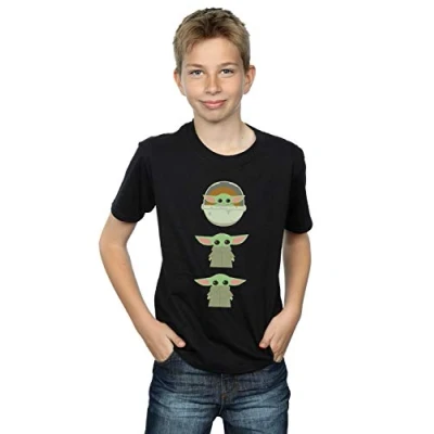 Image of Star Wars Boys The Mandalorian Child Posing T Shirt Black 12 13 Years