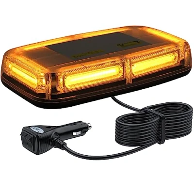 Image of Justech 6 COB LED 60W Car Warning Light 7 Flash Modes Waterproof Amber Beacon Emergency Recovery Strobe 12V 24V with Magnetic Base for Vehicle Truck Trailer