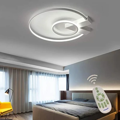 Image of LED Ceiling Light Dimmable with Remote Control Chandelier Living Room Kitchen Lamp, Modern Dining Metall Acrylic Art Round Design Chandeliers Lighting for Bedroom L52*W50cm (White)