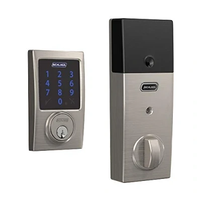 Image of Schlage Lock Company BE469ZP CEN 619 Connect Residential Electronic Touchscreen Deadbolt, Satin Nickel, Century