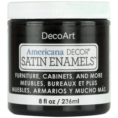 Image of DecoArt Americana Décor Satin Enamels Bottle Paint, Acrylic, Classic Black, 236 ml (Pack of 1)