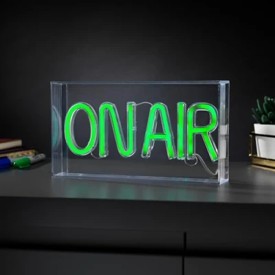 Image of RED5 On Air Green Neon Effect Lamp USB Powered Freestanding Perspex Boxed Light