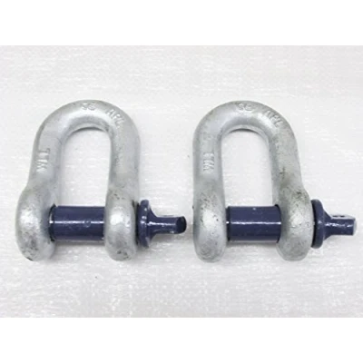 Image of Galvanised Lifting Dee Shackles Screw Pin 1 Ton X2 (1T D Towing Rigging 1000KG)