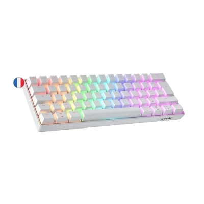 Image of Geeky GK61 60% Hot Swappable Mechanical Gaming Keyboard 62 Keys Multi Color RGB LED Backlit for PC/Mac Gamer ISO FR AZERTY French Layout (White, Speed Yellow)