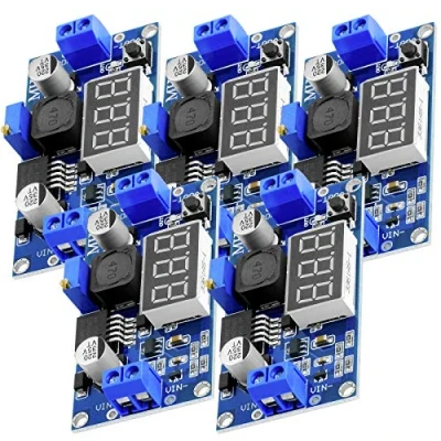 Image of AZDelivery Compatible with LM2596 DC 3 Digit Voltmeter Display 3.3V 24V Step down Module, Digital Display, including E Book! (Pack of 5)