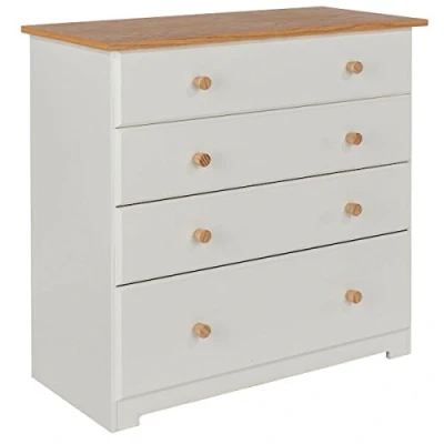 Image of Core Products, Colorado 4 Drawer Chest, White with Oak Veneer Top, 38x80x80.2 cm