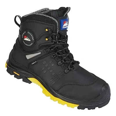 Image of Himalayan Mens 6&quot; Vibram Side Zip Safety Non Metallic Ankle Boots UK 11 / EU 46 Black