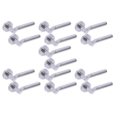 Image of HANDLEZONE® 7 Sets Hydrus Premium Lever On Round Rose Door Handles, Internal Passage Latch Handles Dual Finish Polished/Satin Chrome