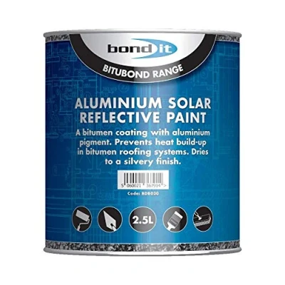 Image of Bond It Aluminium Solar reflective Paint 2.5 litre a light / heat coating, use ofver bituminous coatings, aged asphalt or steel