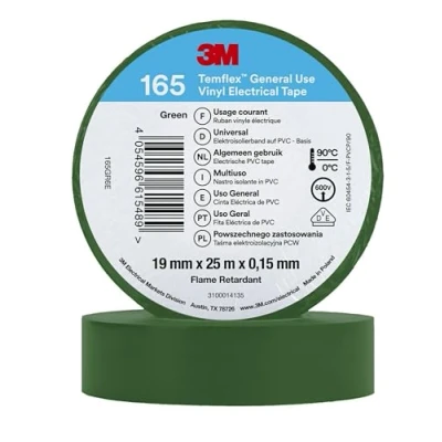 Image of 3M Temflex™ 165 165GR6E Insulation Tape Green (L x W) 25 m 19 mm Pack of 1